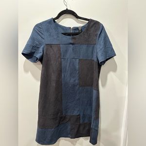 Lord & Taylor Design Lab Faux Suede Black Blue Colorblock Sheath Dress
Size L